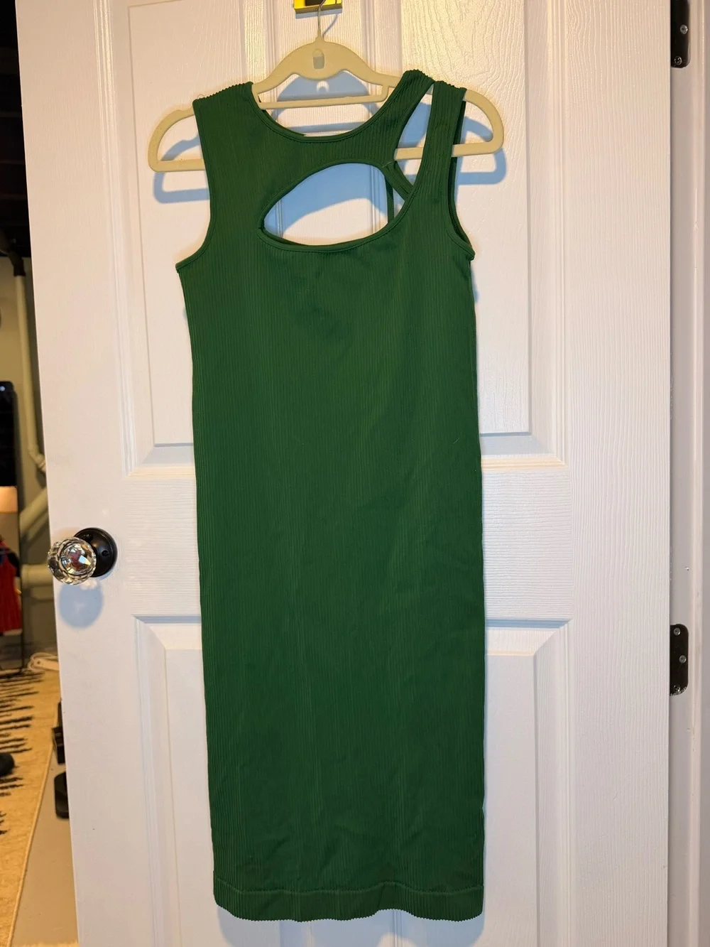 Sleeveless Cutout Ribbed Midi Dress - Green